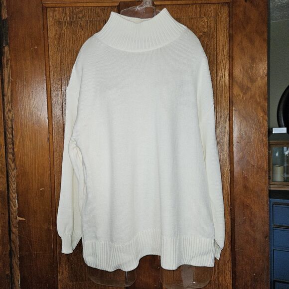 Amazon Essentials Womens 1x Eggshell White Funnel Neck Organic Sweater New - Picture 3 of 8